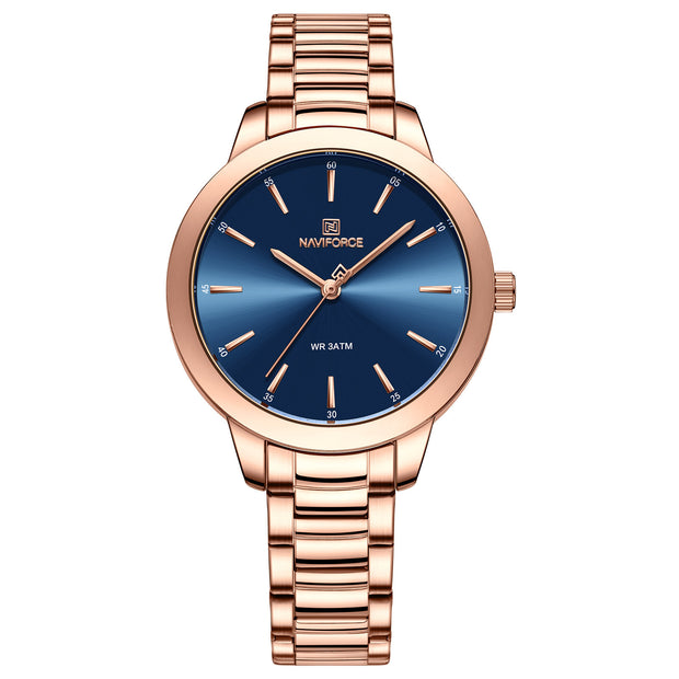 Classic Folding Buckle Waterproof Round Watch Women