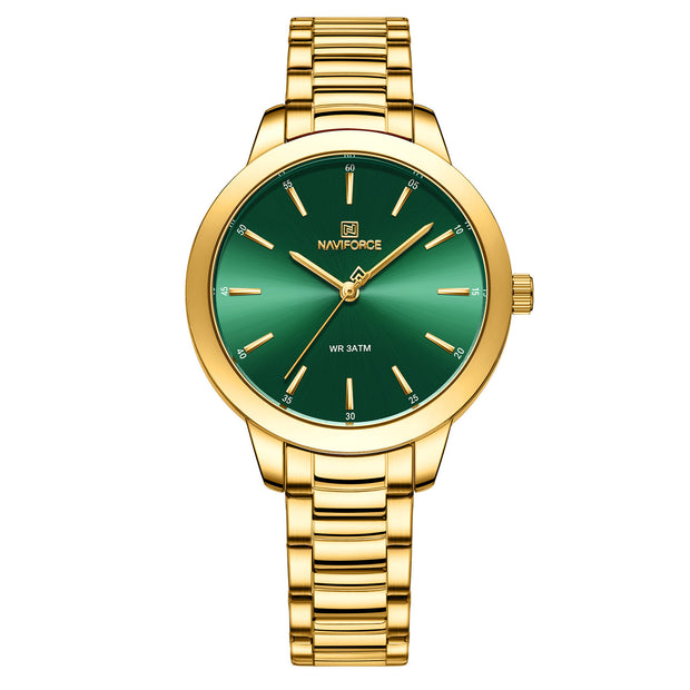 Classic Folding Buckle Waterproof Round Watch Women