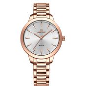 Classic Folding Buckle Waterproof Round Watch Women