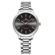 Classic Folding Buckle Waterproof Round Watch Women