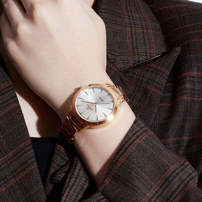 Classic Folding Buckle Waterproof Round Watch Women