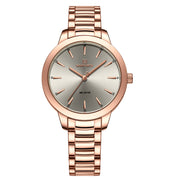 Classic Folding Buckle Waterproof Round Watch Women