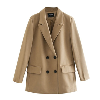 Women's Long Blazer Double-breasted Blazer Oversized Loose Jacket