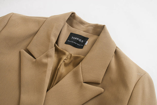 Women's Long Blazer Double-breasted Blazer Oversized Loose Jacket