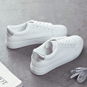 Fashion Shoes Women’s Vulcanize Shoes Spring New Casual Classic Solid Color PU Leather Shoes Women Casual White Shoes Sneakers