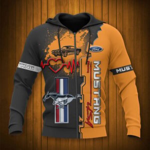 Mustang VS11 Orange Zipper,Hoodie, Baseball Jacket, Bomber Jacket, Fleece Jacket, Tshirt, Sweatshirt, Polo Shirt