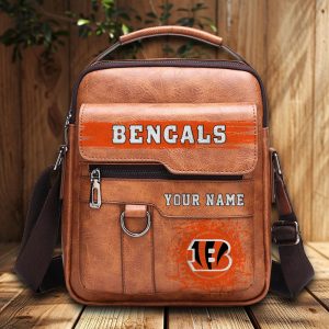 VS01 CNBG Custom Name Men Leather Crossbody Bag, Cell Phone Purse, Zipper Shoulder Bag