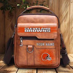 VS01 CLBR Custom Name Men Leather Crossbody Bag, Cell Phone Purse, Zipper Shoulder Bag
