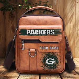 VS01 GBPK Custom Name Men Leather Crossbody Bag, Cell Phone Purse, Zipper Shoulder Bag