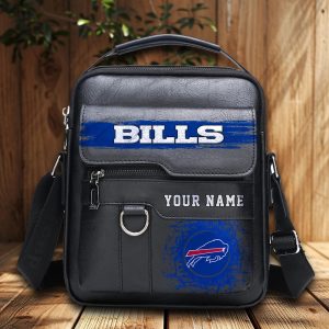 VS01 BFBL Custom Name Men Leather Crossbody Bag, Cell Phone Purse, Zipper Shoulder Bag
