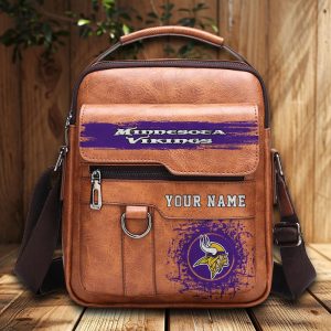 VS01 MNVK Custom Name Men Leather Crossbody Bag, Cell Phone Purse, Zipper Shoulder Bag