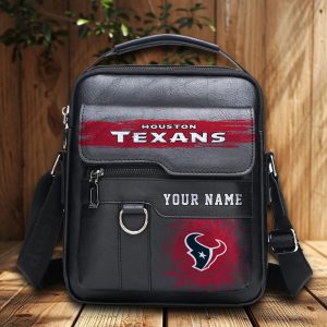 VS01 HSTX Custom Name Men Leather Crossbody Bag, Cell Phone Purse, Zipper Shoulder Bag