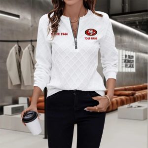 VS01 SFC4 Custom Name Cotton Women Quarter-Zip Sweatshirt
