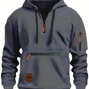 VS02 Men’s High Collar Half Zip Hoodie Sweatshirt