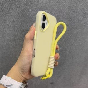 Soft Matte Candy Transparent Phone Case with Hand Wrist Strap Lanyard
