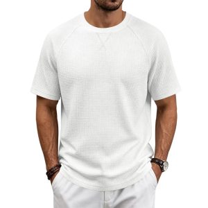 VS01 Men Short Sleeve Waffle t shirts Casual t-shirt